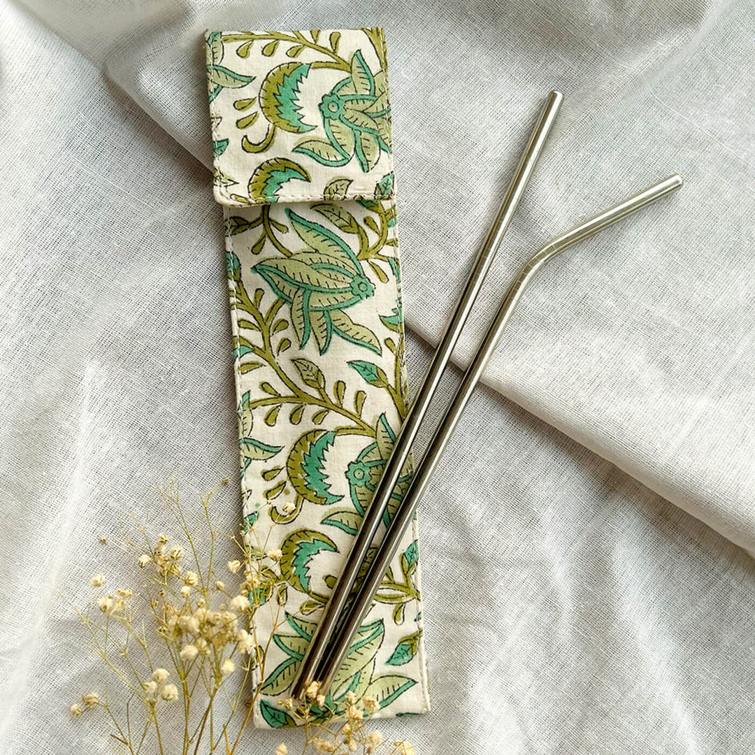 Handmade Cutlery and Straw holder (Assorted Prints)