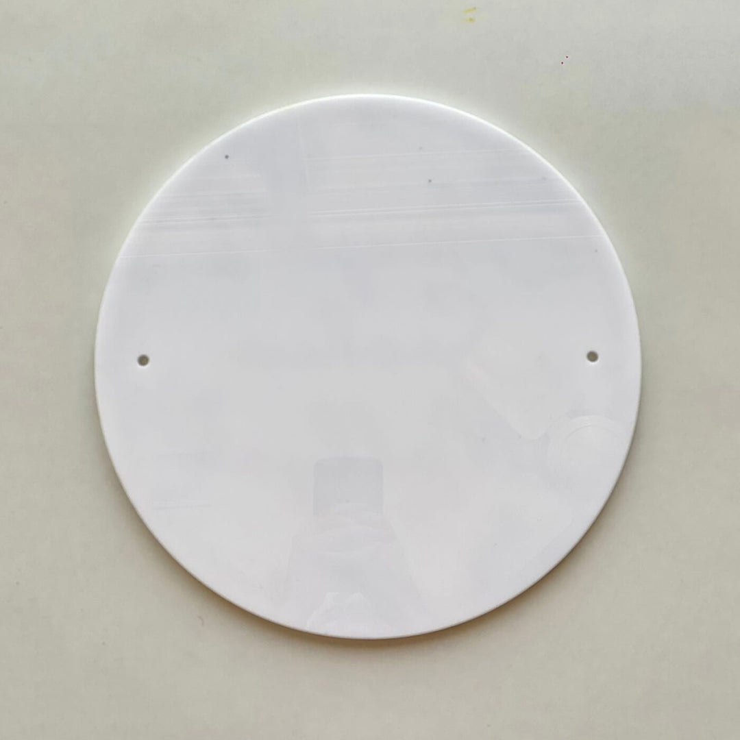 Personalised Acrylic Floral Round Nameplate - Flat Lay Front View with Hanging Holes