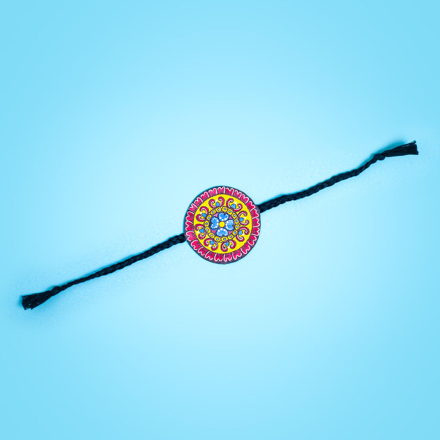 Hand Painted Seed Rakhi Black - Front View