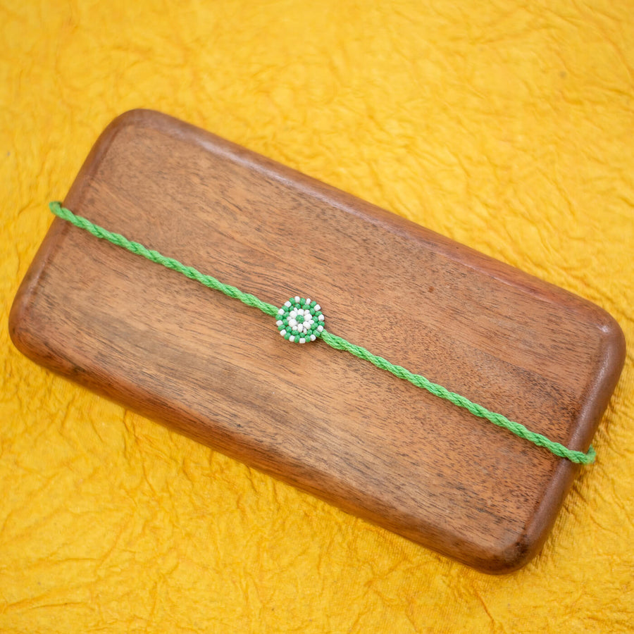 Chaand Collection Glass Beeds Rakhi Green - Front View