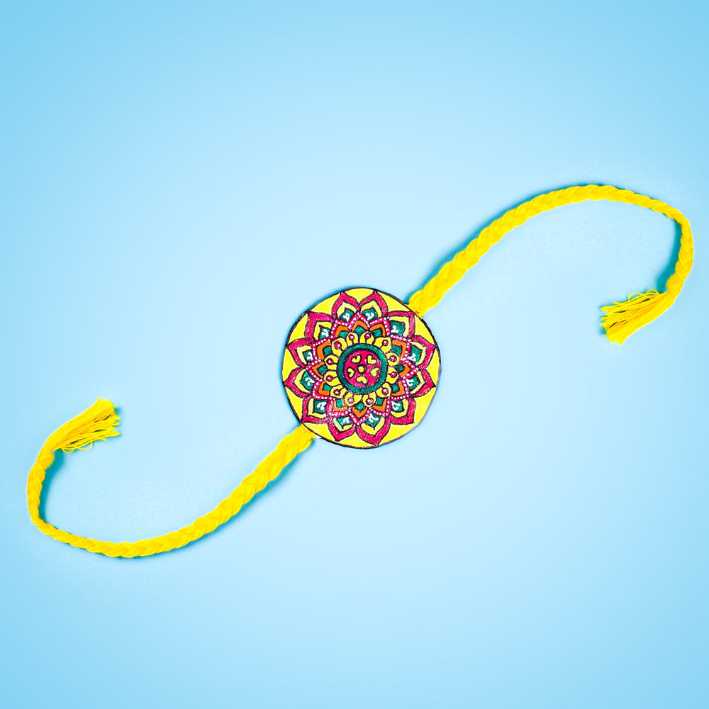 Hand Painted Seed Rakhi Yellow - Full Product Layout