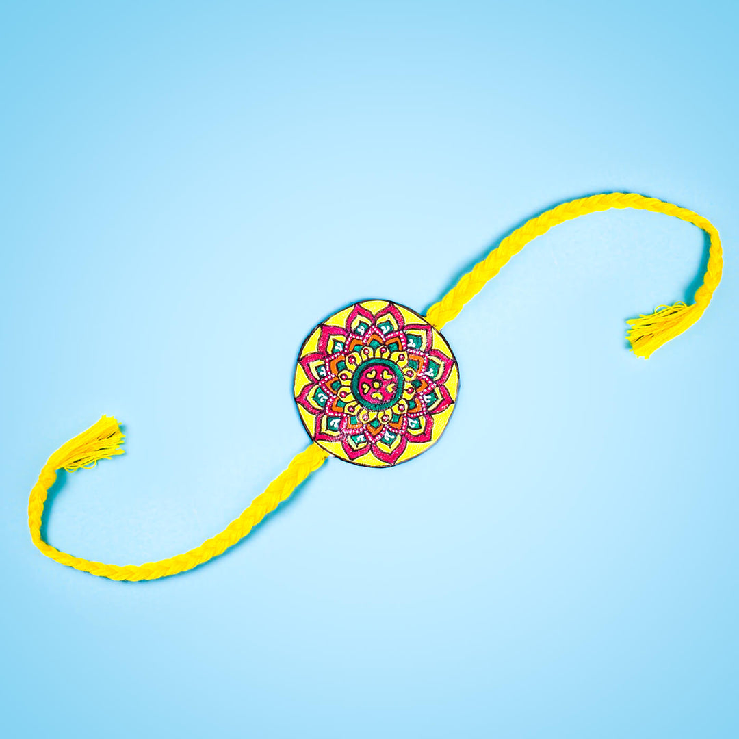 Hand Painted Seed Rakhi Yellow - Full Product Layout