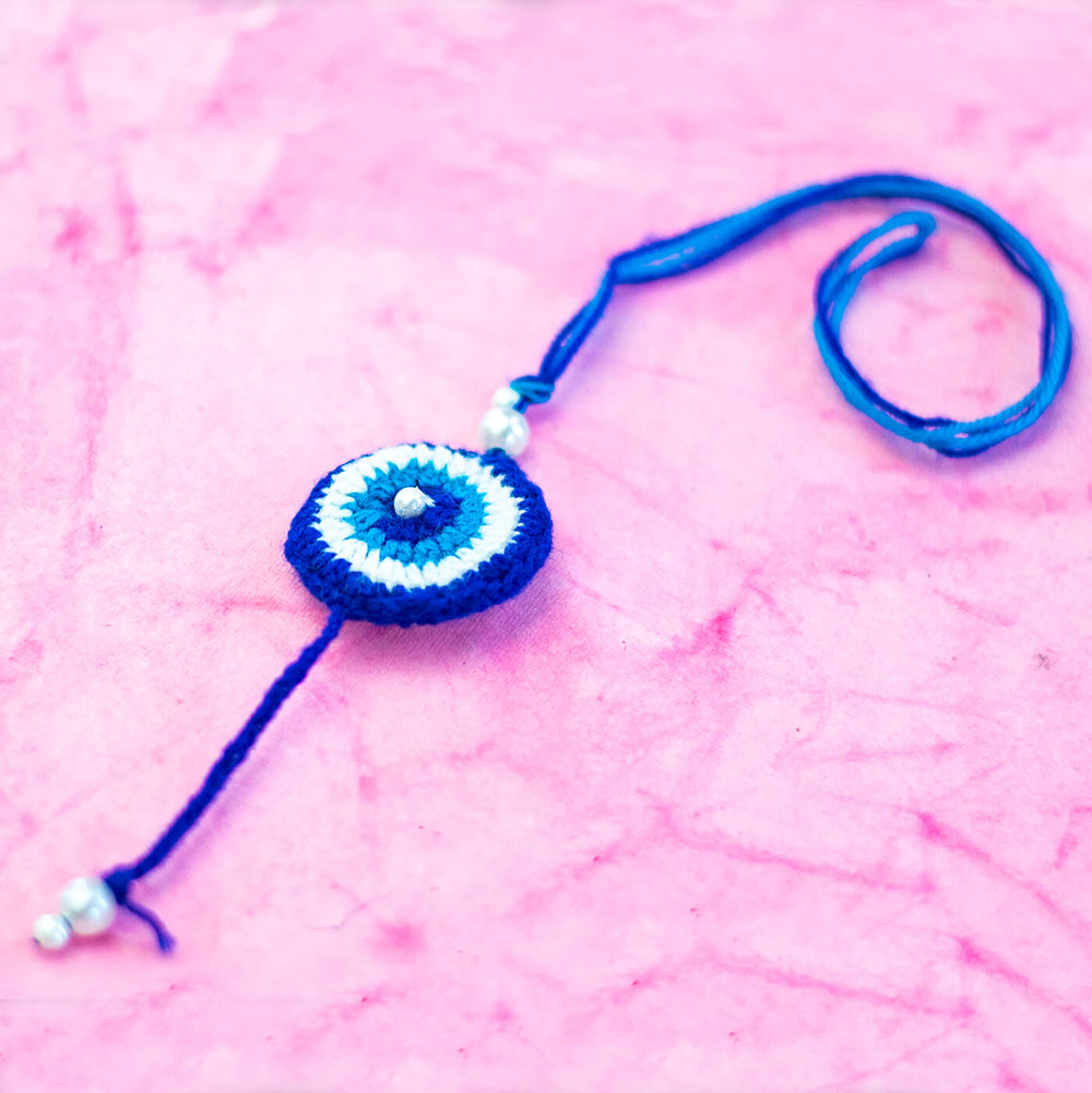 Bhaiyya Bhabhi Lumba Rakhi Set Evil Eye - Front View Close-up
