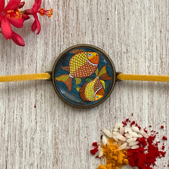 Bhil Turtle Handcrafted Folkart Rakhi - Close-up Front View Fish