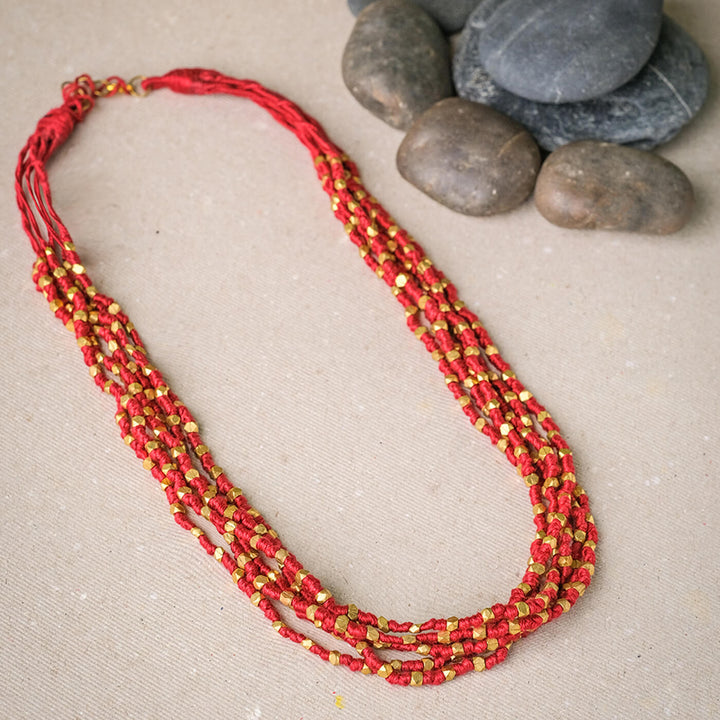 Contemporary Handmade Brown Octa Layered Necklace