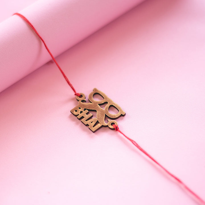 Sunglasses Mustache Bhai Mdf Rakhi - Close-up of Rakhi charm