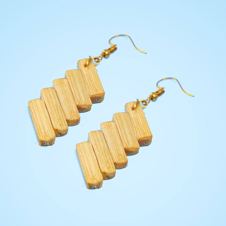 5-Striped Handcrafted Bamboo Earrings