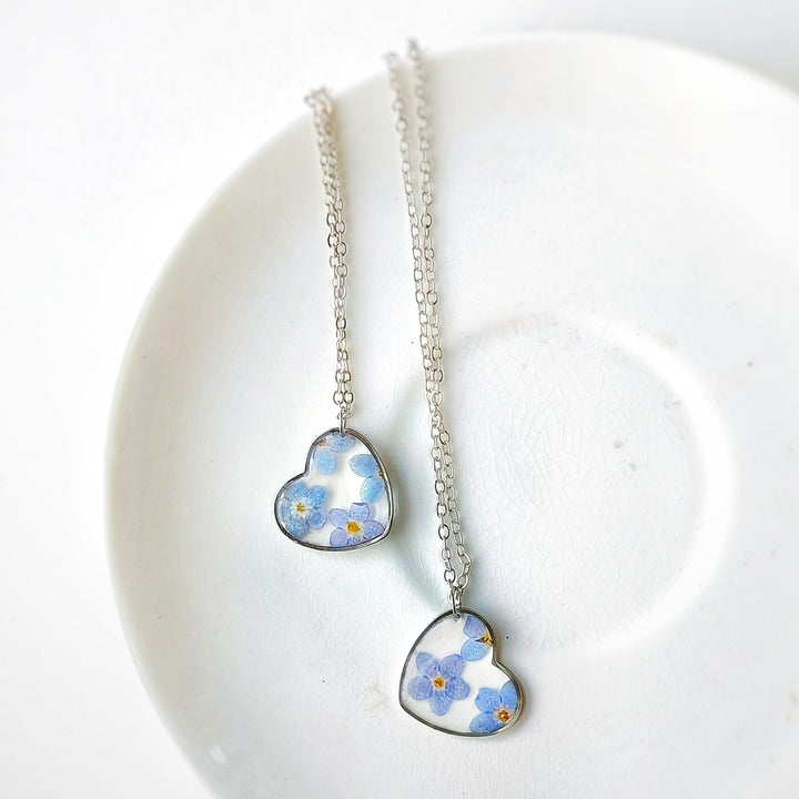 Heartbeat Preserved Flower Necklace - Forget Me Not