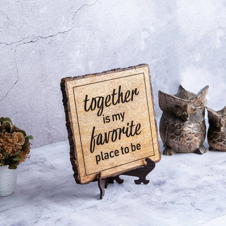 "Together is my favourite" Bark Edge Plaque for Couples