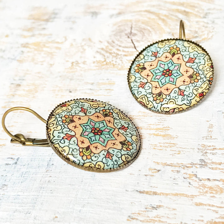 Blue Kashmiri Papier Mache Painted Earring