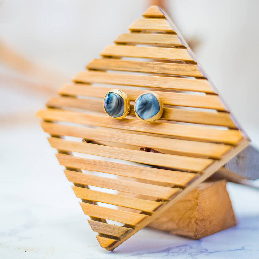 Butti Bamboo Studs - Marble