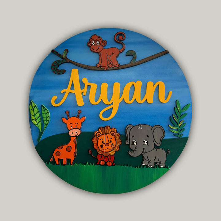 Hand Painted Personalised Kids Name Plate 2 - Front View with Name Personalization