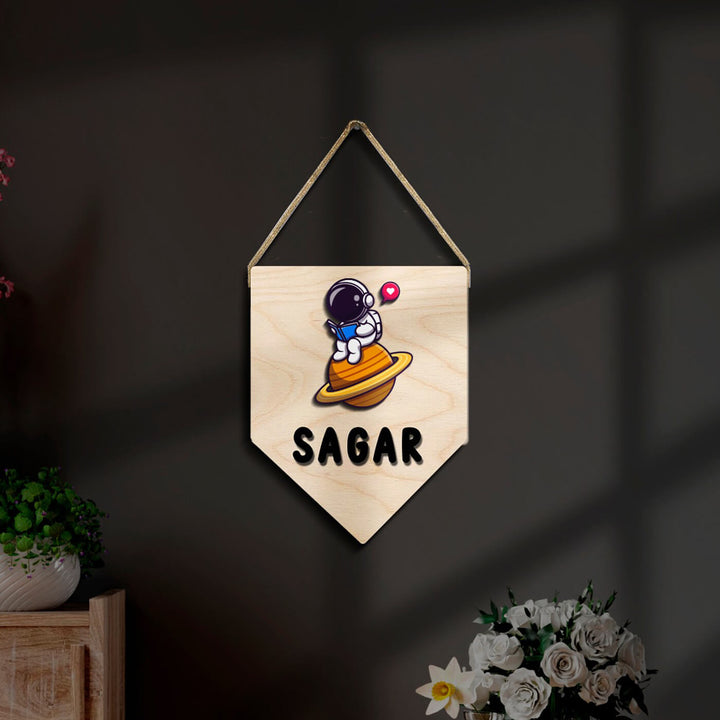 Kids Astronaut Themed 3D Name Plate - Hanging on Wall Display