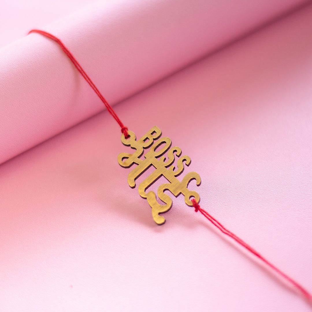 Boss Bhai Mdf Rakhi - Close-up of bracelet centerpiece