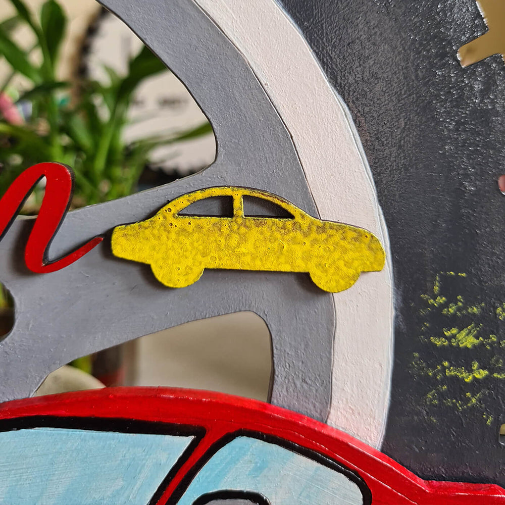 Car With Tyre Name Plate For Kids - Engraving Close-up