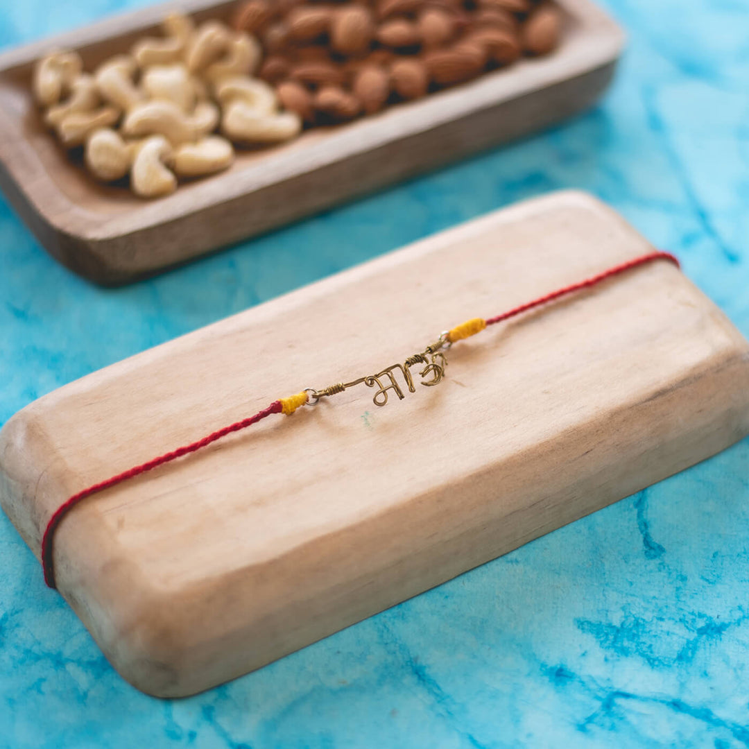 Personalized Rakhi Marathi - Laid flat on wooden tray