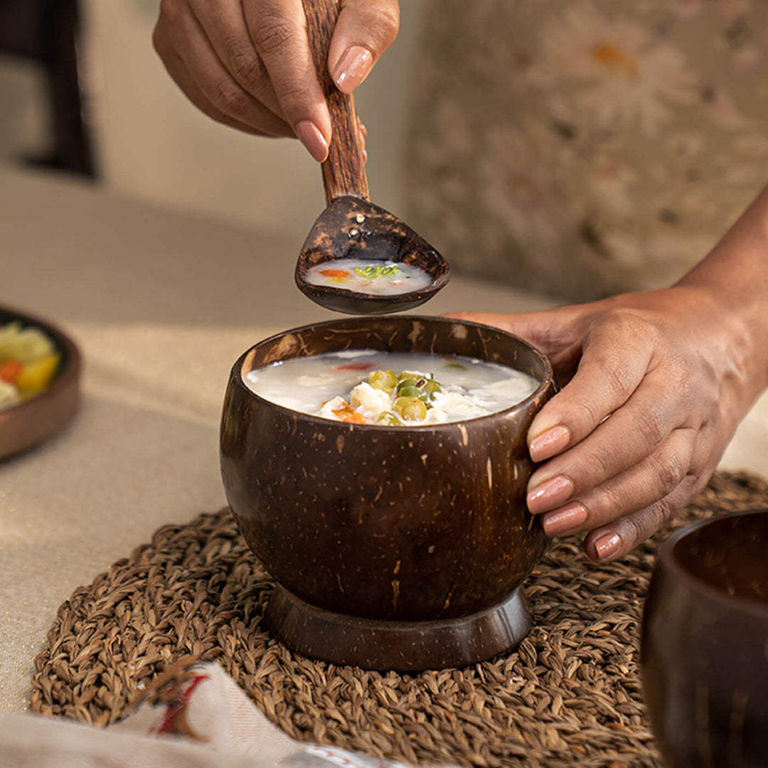 Coconut Shell Soup Bowl an Spoon
