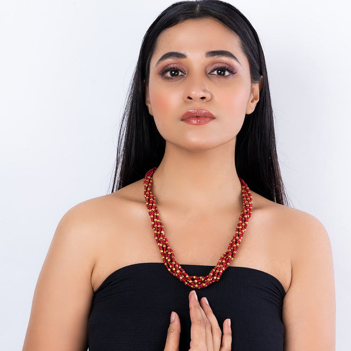 Contemporary Handmade Brown Octa Layered Necklace
