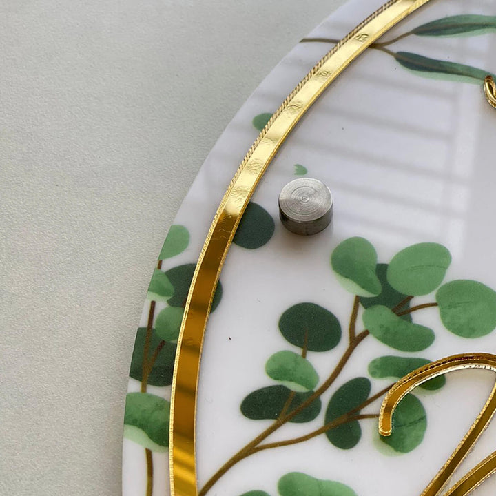 Personalised Acrylic Floral Round Nameplate - Wall Mounting Bolt Close-up