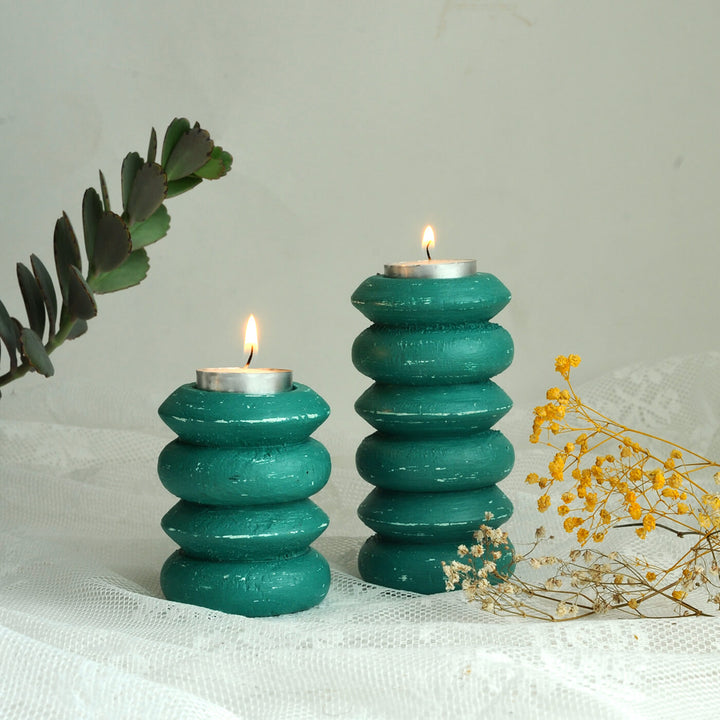 Handcrafted Circlet Pine Wood Candle Holders | Set Of 2