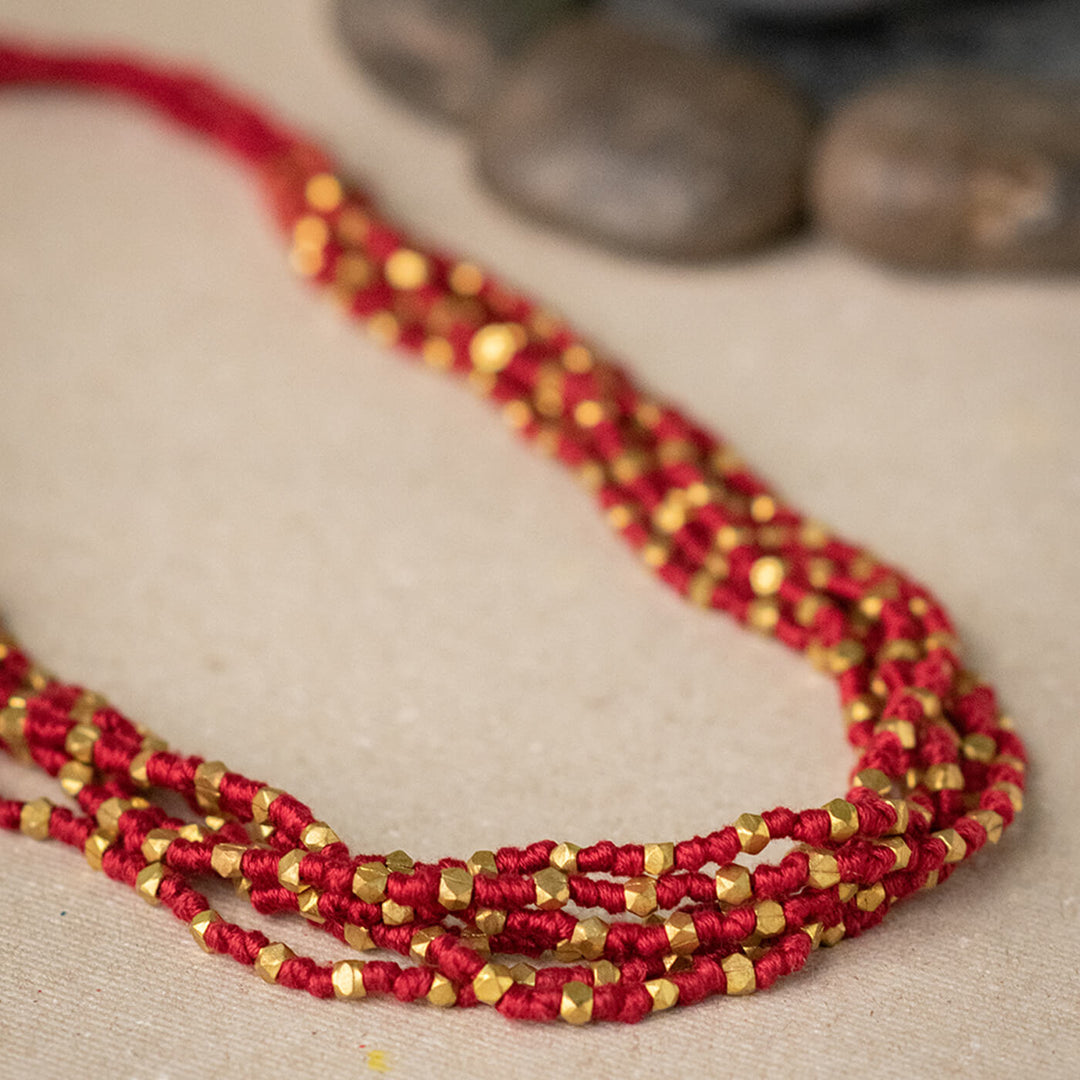 Contemporary Handmade Brown Octa Layered Necklace