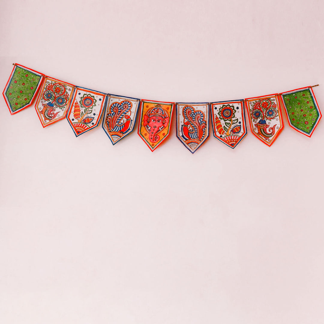 37 In | Hand-painted Shubh Ganesha Long Toran Puppet Hanging