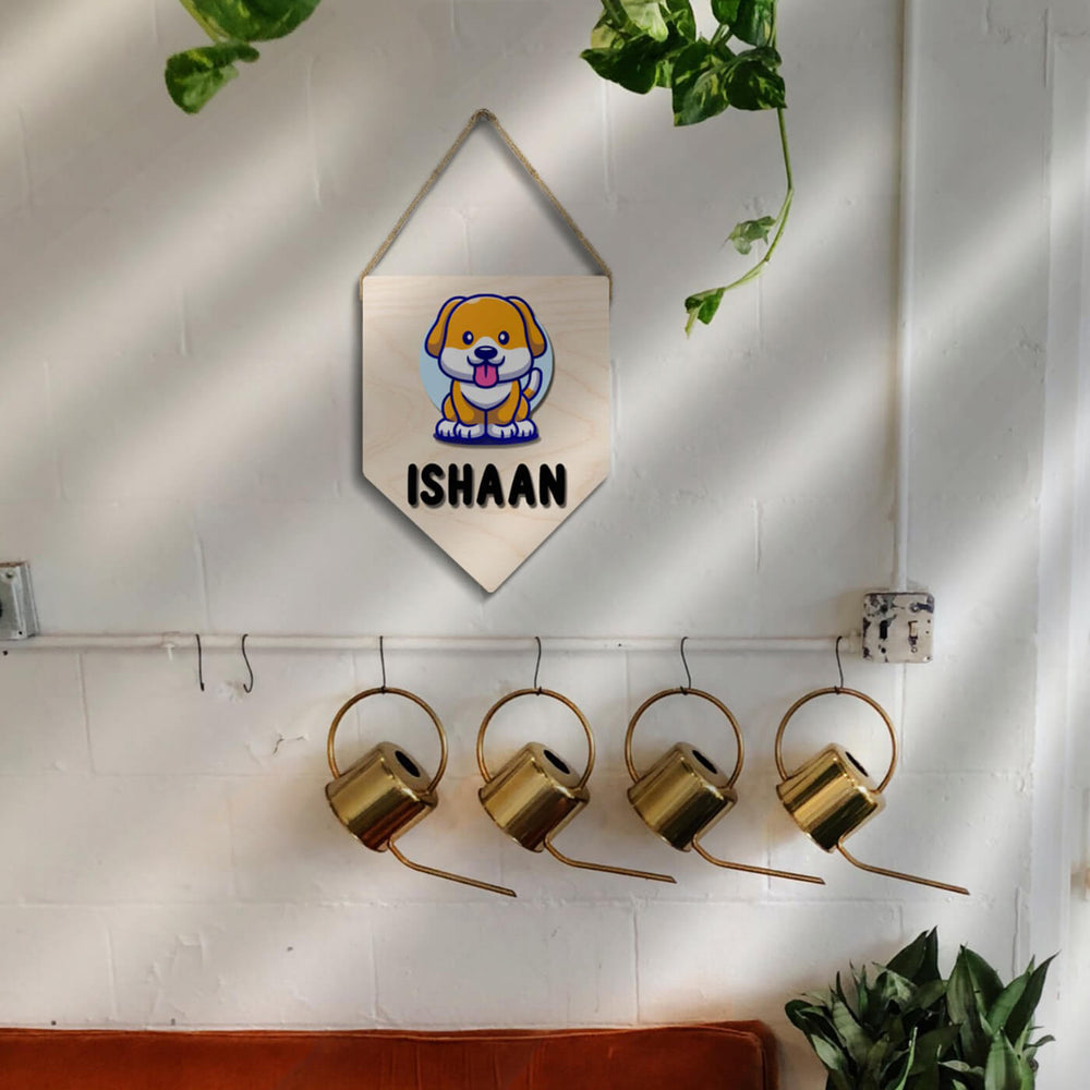 Kids Dog Themed 3D Name Plate - Hanging on Wall with Name Personalization