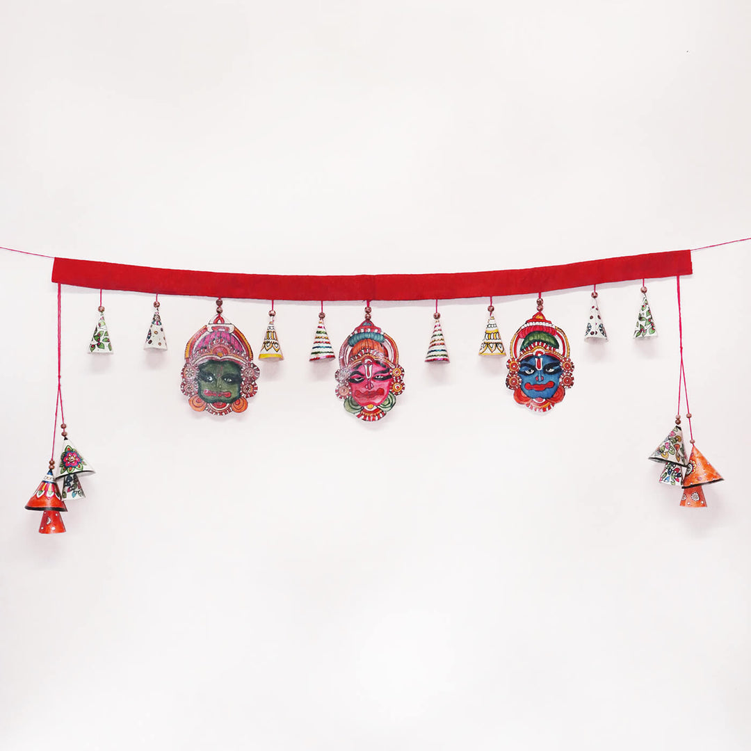 37 In | Hand-painted Kathakali Long Toran Puppet Hanging