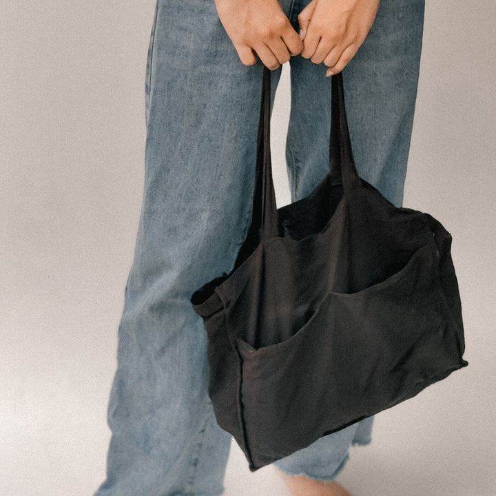 Premium Linen Tote Bag - Black