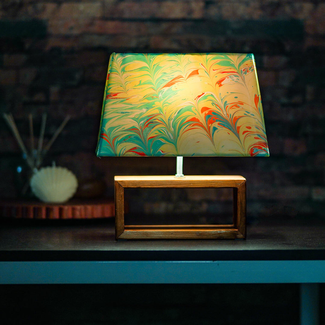 Marbled Fabric Rectangle Empire Lamp