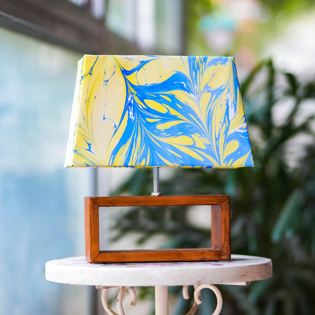 Marbled Fabric Rectangle Empire Lamp