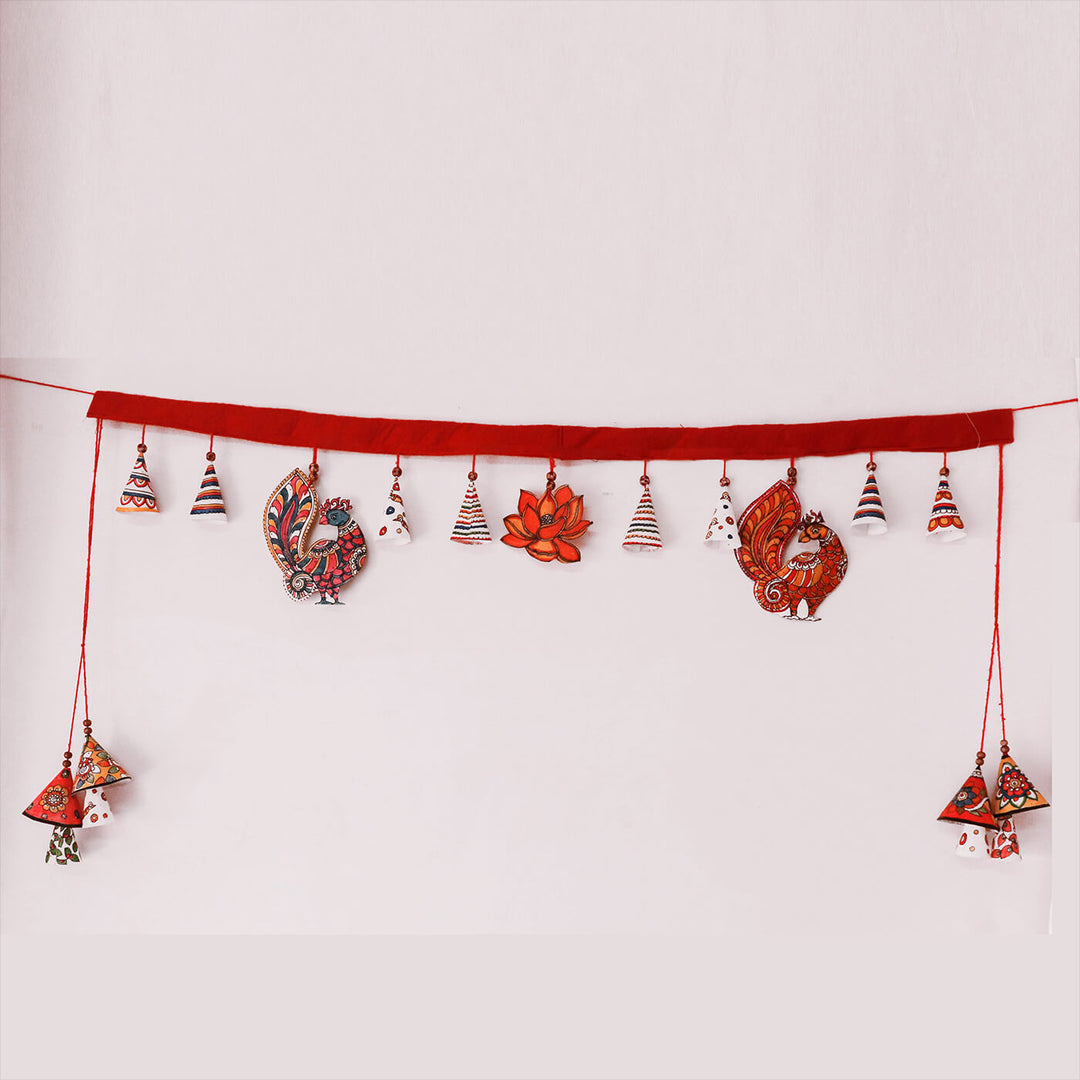 37 In | Hand-painted Hamsa Long Toran Puppet Hanging