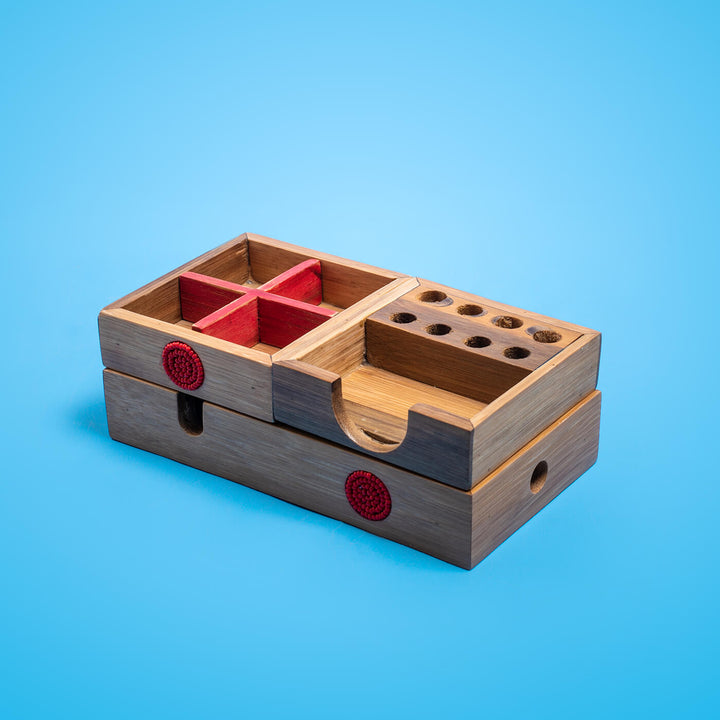 Handcrafted Bamboo Desk Organizer