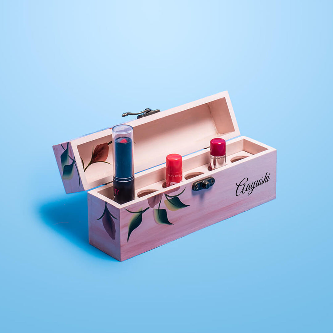 Personalized One Stroke Art Lipstick Box - Orange Flowers