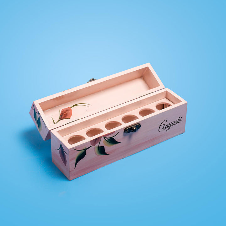 Personalized One Stroke Art Lipstick Box- Teal Flowers