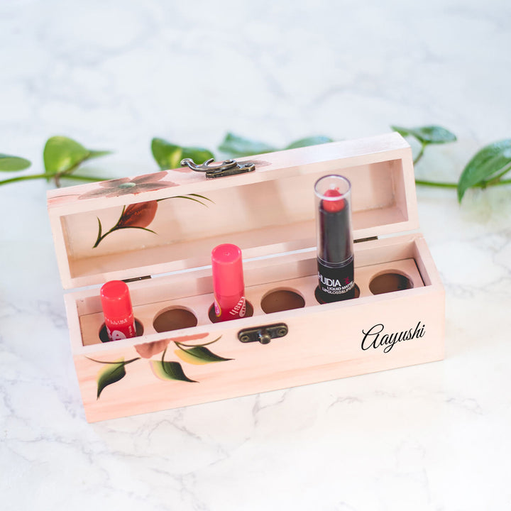 Personalized One Stroke Art Lipstick Box - Orange Flowers
