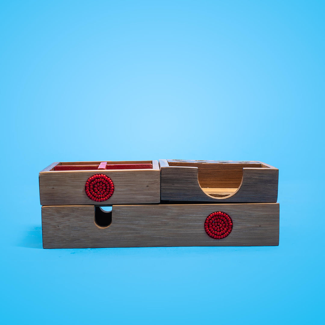 Handcrafted Bamboo Desk Organizer