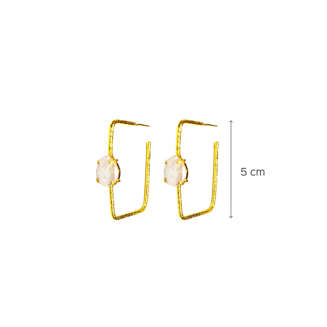 Pearl Rectangle Hoops