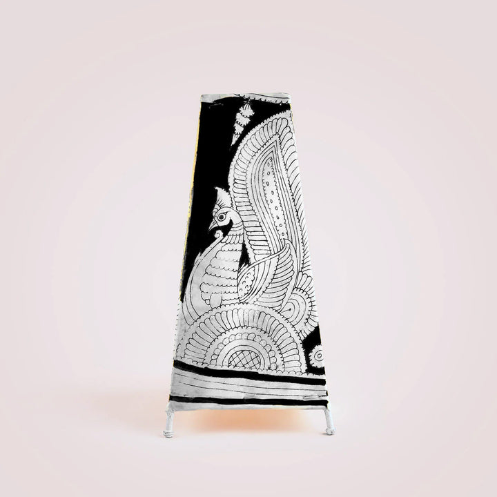 13 inch | Peacock Hand Painted Tholu Bommalata Tall Tabletop Lamp