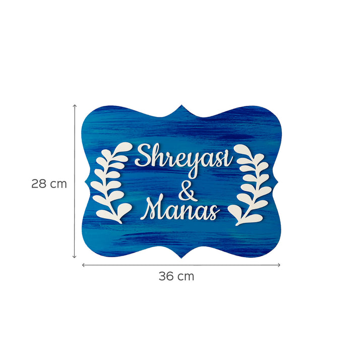 Couple Wreath 3D Name Plate - Dimension Chart with Names