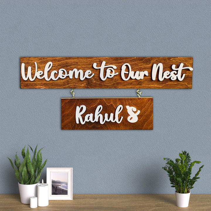 2 Pallet Rectangular Name Plate With 3D Letters - Mounted on Wall with Personalization