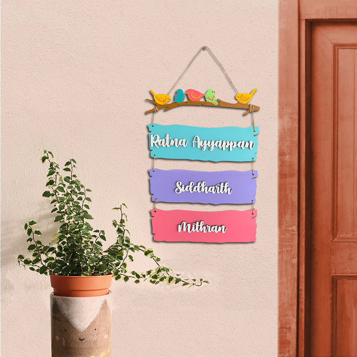 Customizable Sparrow Plank Name Plate - Hanging on Wall Next to Door