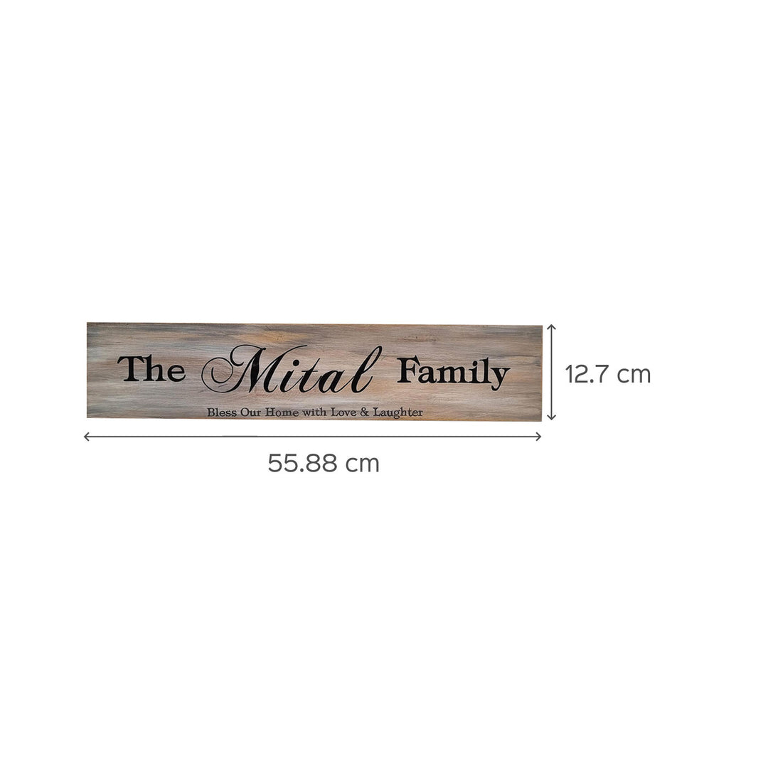 Wooden Hand Painted Family Name Plate With A Quote - Dimension Chart