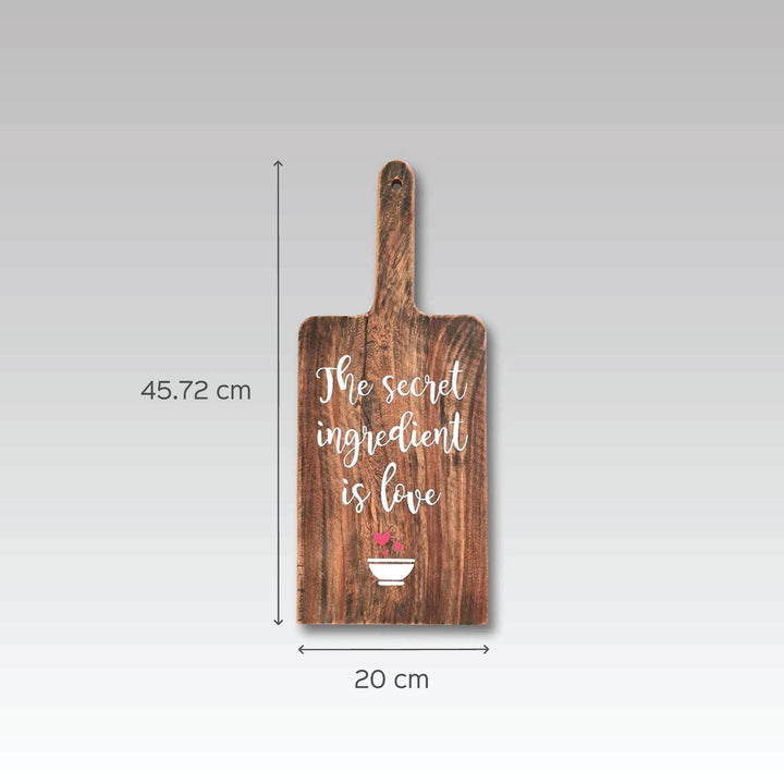 Quirky Wooden Wall Decor Board - The secret ingredient is love