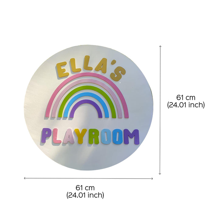 Xlarge Handmade Rainbow Theme Customizable Name Plate 2 2 Feet - Top View with Dimensions