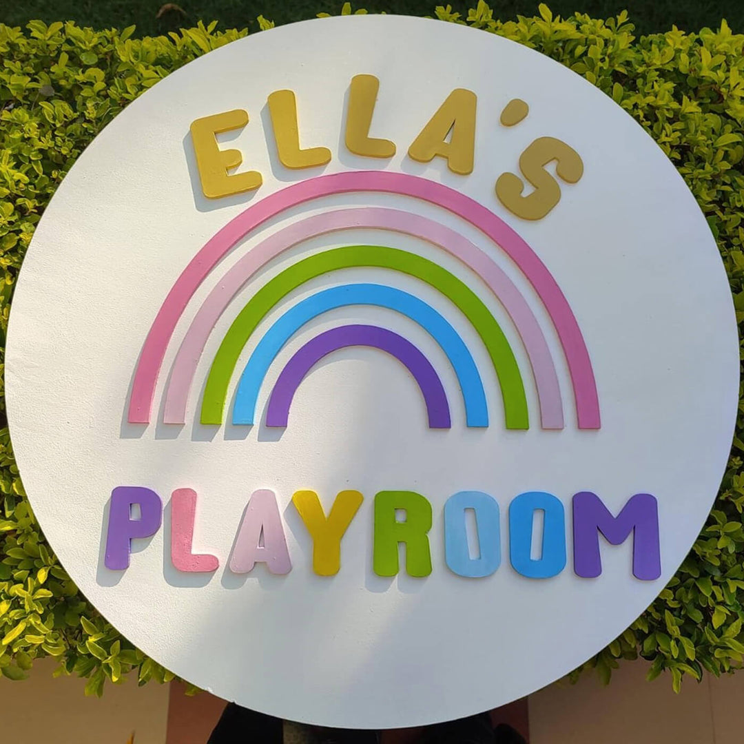 Xlarge Handmade Rainbow Theme Customizable Name Plate 2 2 Feet - Top-Down View of Wall Letters
