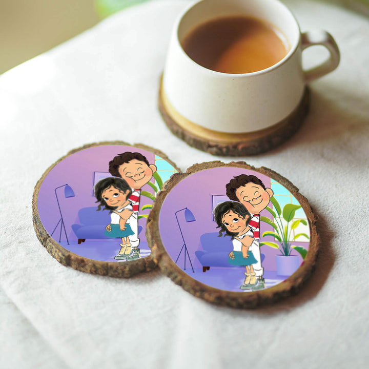 Hand-painted Personalized Character Coasters For Couples - Set of 2