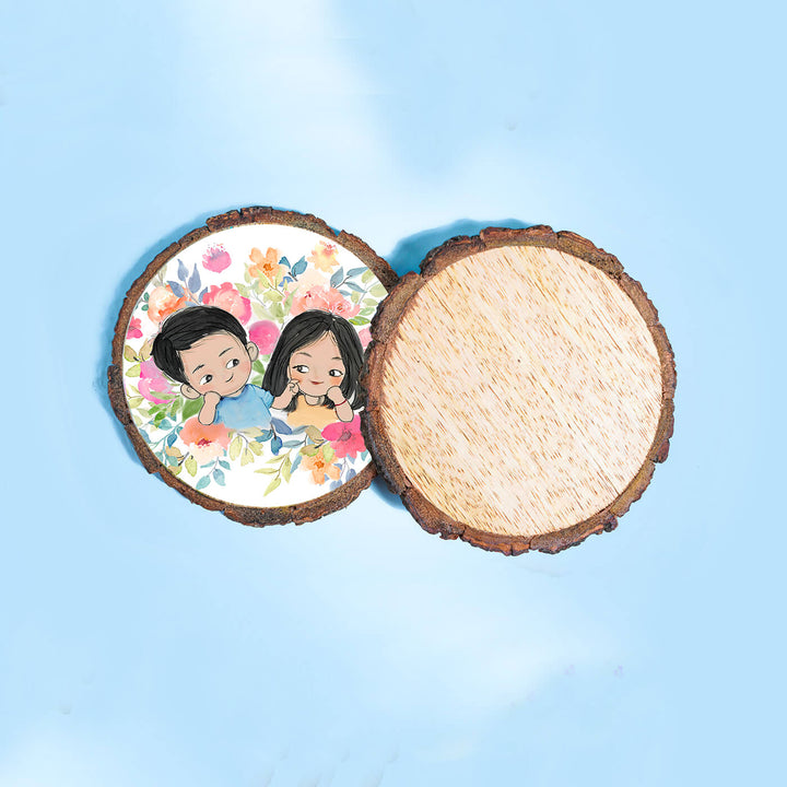 Hand-painted Personalized Character Coasters For Couples - Set of 2