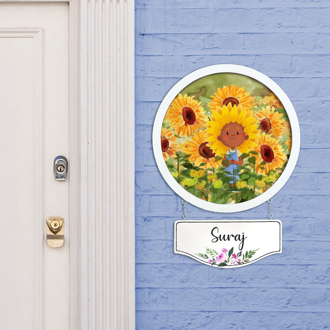 Photo Caricature Hanging Nameplate For Kids 20 - Mounted on Exterior Wall with Nameplate