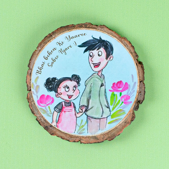 Rakhi Hamper For Bhabhi - Wooden Plaque Front View (14)